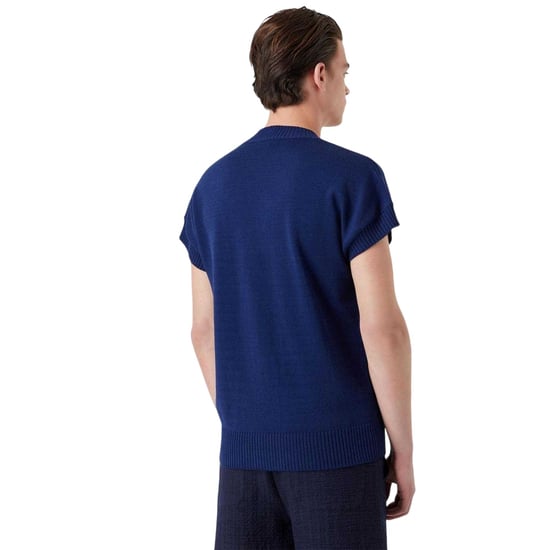 Emporio Armani Herr Floral V-Neck Tröja Väster (Blå) - Image 2