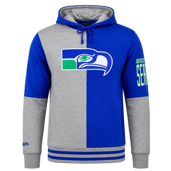 Mitchell & Ness NFL Seattle Seahawks Split Color Grey/Blue Hoodie - Image 1