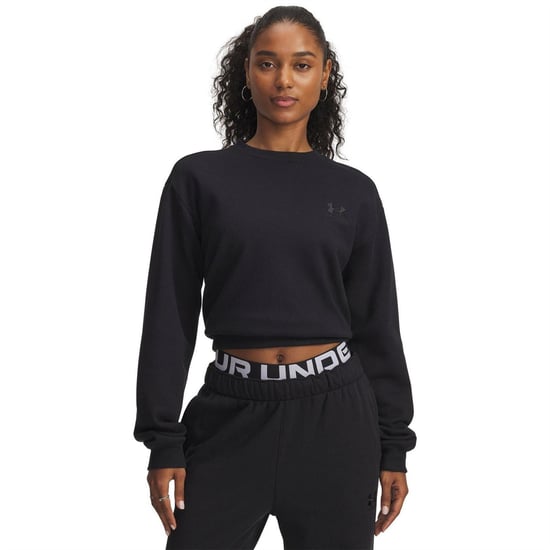 Under Armour Dames Vida Icon Fleece Crop Sweater (Zwart) - Image 1
