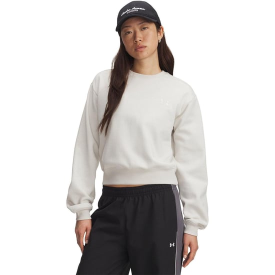 Under Armour Dames Vida Icon Fleece Crop Sweatshirt (Wit) - Image 1