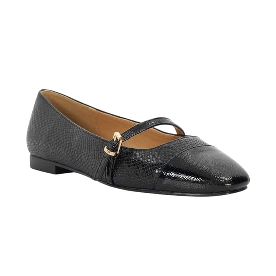 Dune London Dames Lo Hibiski Slangenpatroon Flat Mary Janes (Zwart) - Image 4