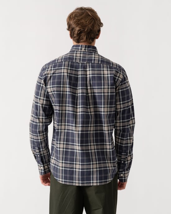 Regular Fit Long Sleeve Logo Detail Shirt in Dark Blue - Image 3