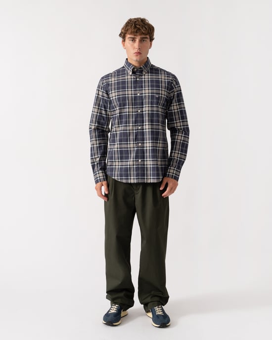 Regular Fit Long Sleeve Logo Detail Shirt in Dark Blue - Image 5