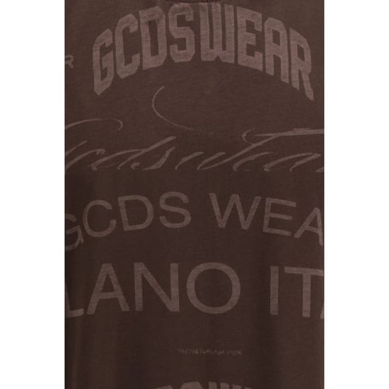 GCDS Bruine Katoenen Mouwloze T-Shirt - Image 3