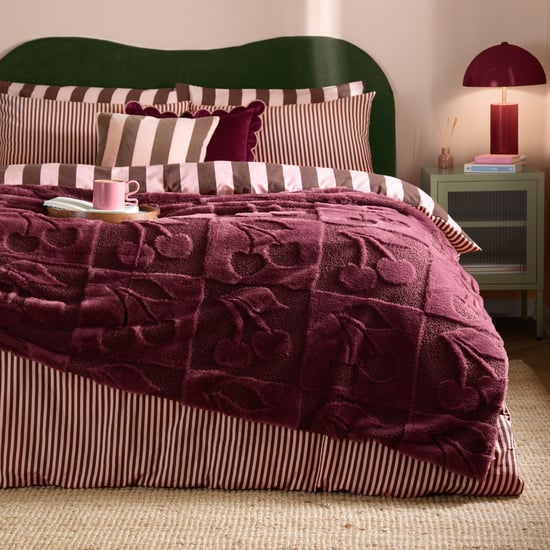 Fur Boucle Cherries Throw, Morello Red - Image 1
