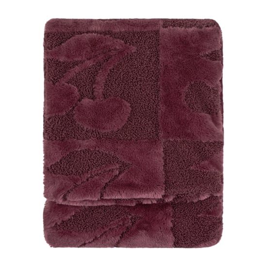 Fur Boucle Cherries Throw, Morello Red - Image 2