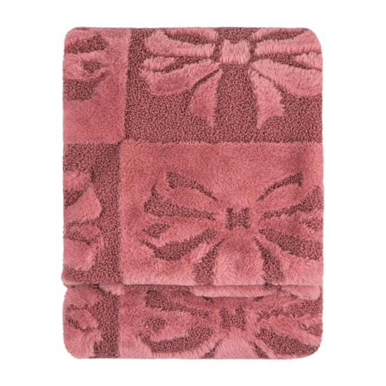 Fur Boucle Big Bows Throw, Pink - Image 2