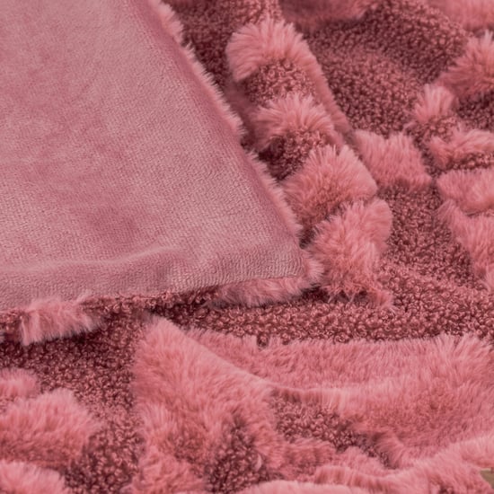 Fur Boucle Big Bows Throw, Pink - Image 3