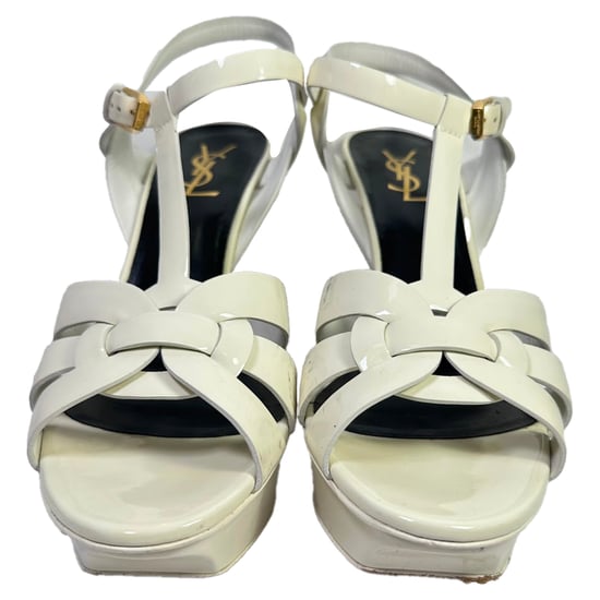 Yves Saint Laurent Tribute platform sandalen in wit lakleer - Image 2