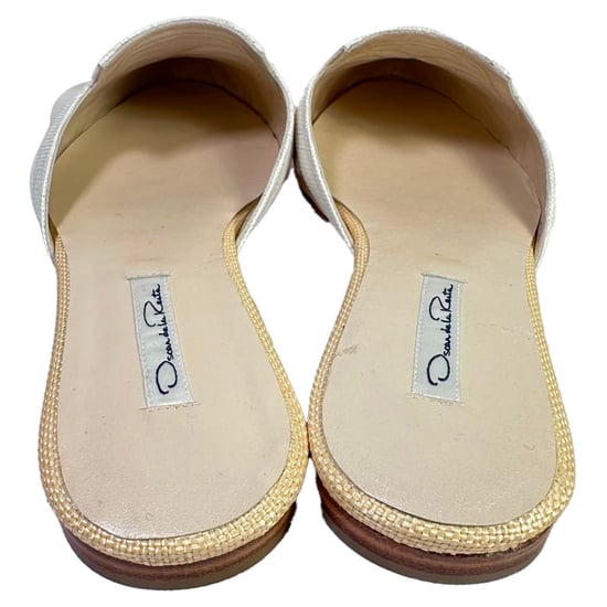Oscar De La Renta geborduurde muiltjes in beige raffia - Image 6