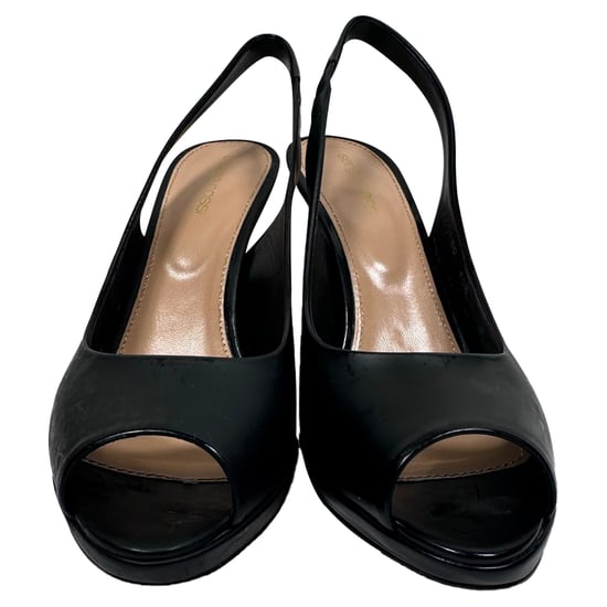 Sergio Rossi Peep Toe Slingback Pumps i svart läder - Image 2