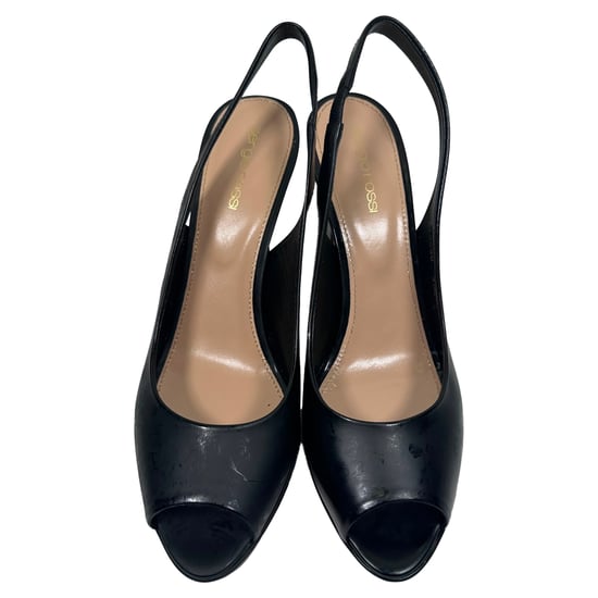 Sergio Rossi Peep Toe Slingback Pumps i svart läder - Image 3