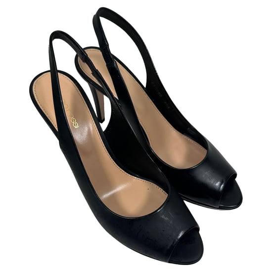 Sergio Rossi Peep Toe Slingback Pumps i svart läder - Image 5