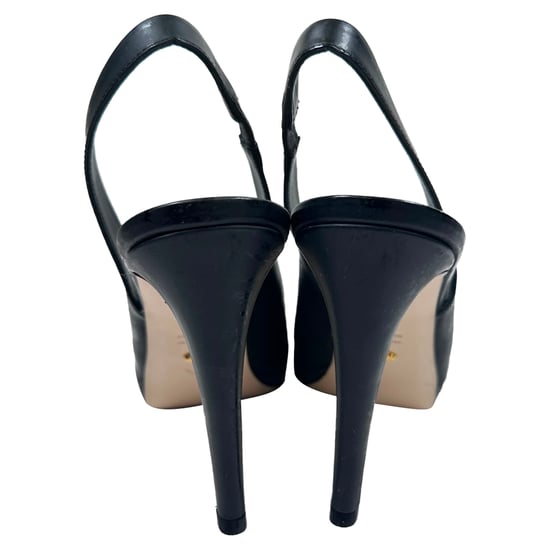 Sergio Rossi Peep Toe Slingback Pumps i svart läder - Image 6