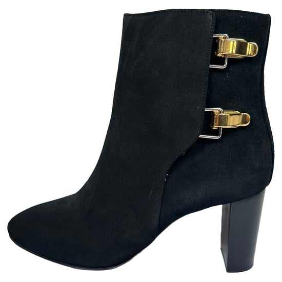 Chloé Double-Buckled High-Heel Ankle Boots in Black Suede - Image 6