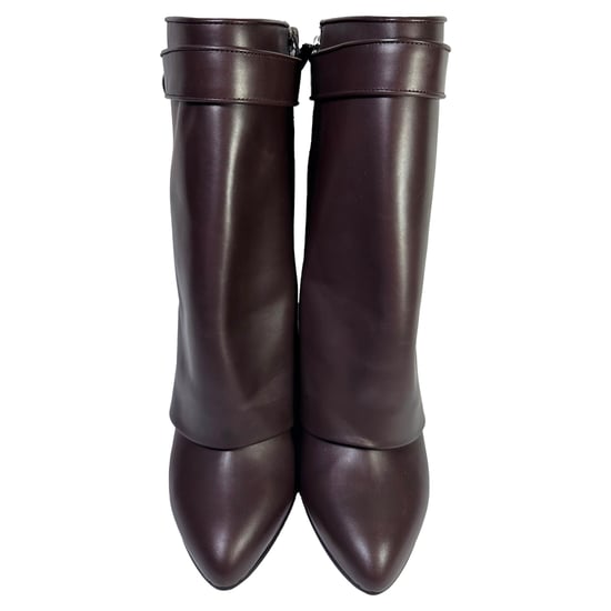 Givenchy Shark Lock Wedge Mid-Cat Boots i vinrött läder - Image 2