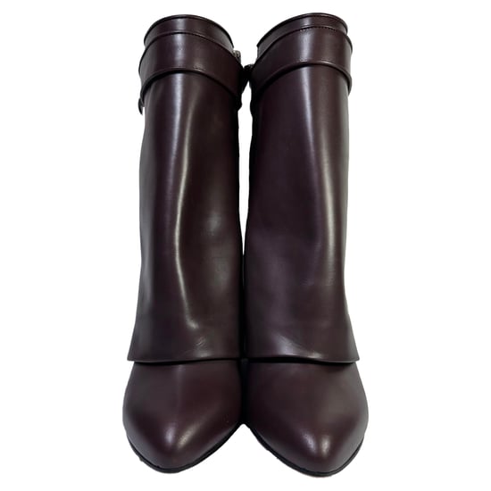 Givenchy Shark Lock Wedge Mid-Cat Boots i vinrött läder - Image 3