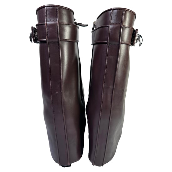Givenchy Shark Lock Wedge Mid-Cat Boots i vinrött läder - Image 5