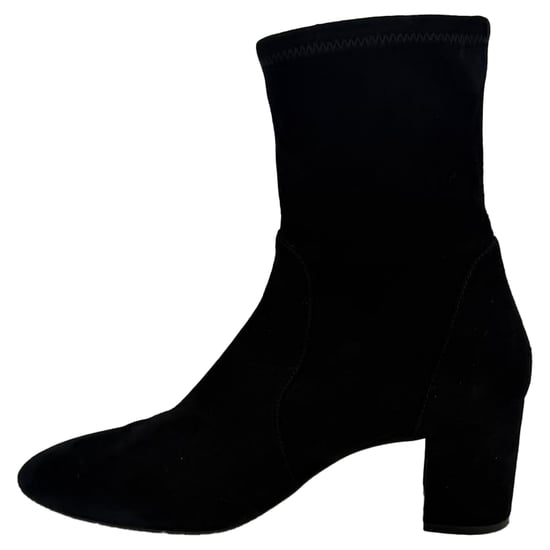 Stuart Weitzman Yuliana Heeled Ankle Boots in Black Suede - Image 4