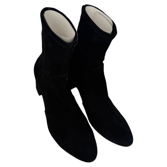 Stuart Weitzman Yuliana Heeled Ankle Boots in Black Suede - Image 5