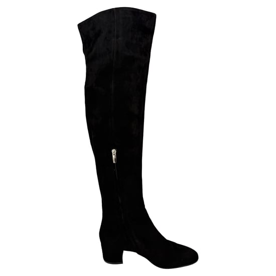 Gianvito Rossi Almond-Toe Knee-High Boots in Black Suede - Image 1