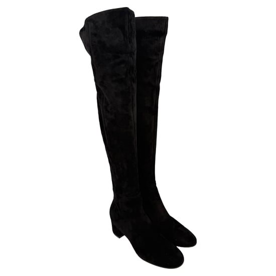 Gianvito Rossi Almond-Toe Knee-High Boots in Black Suede - Image 6