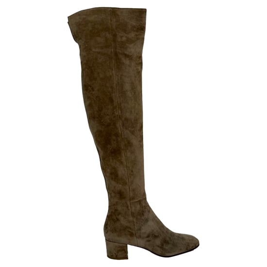 Gianvito Rossi Almond-Toe Knee-High Boots in Brown Suede - Image 1