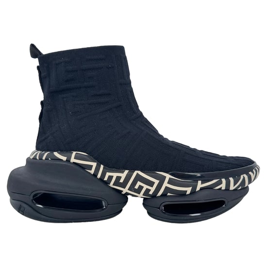 Balmain B-Bold High-Top Sneakers in Black Polyester - Image 1