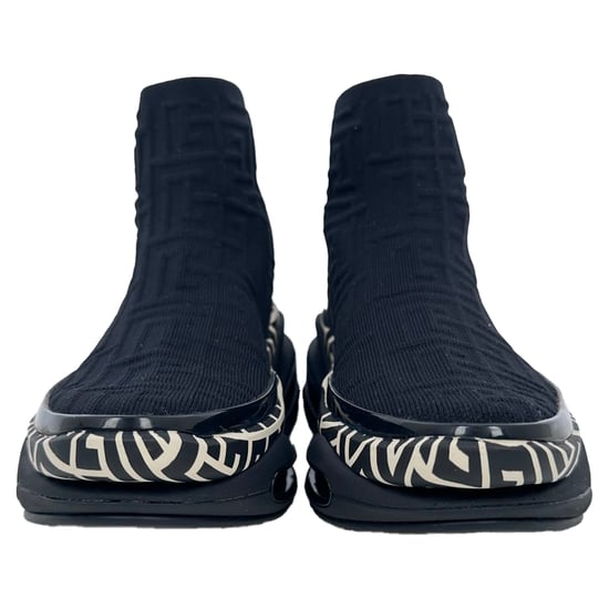 Balmain B-Bold High-Top Sneakers in Black Polyester - Image 2