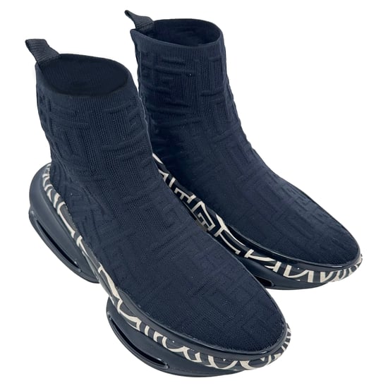 Balmain B-Bold High-Top Sneakers in Black Polyester - Image 5