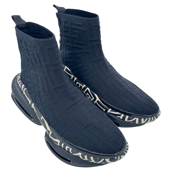 Balmain B-Bold High-Top Sneakers in Black Polyester - Image 6