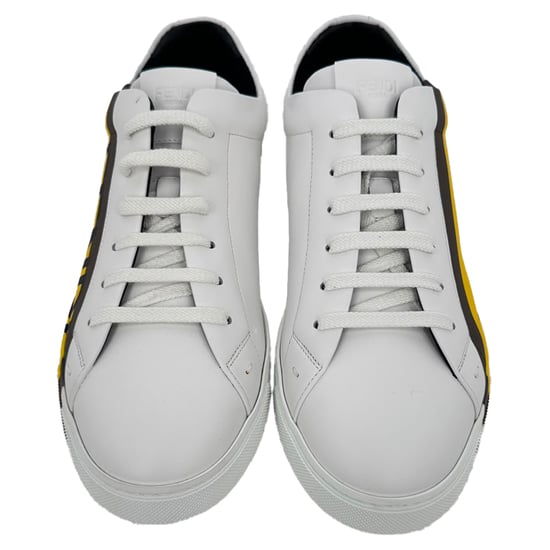 Fendi låga sneakers med logotyptryck i vitt läder - Image 3
