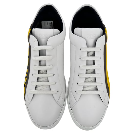 Fendi låga sneakers med logotyptryck i vitt läder - Image 4