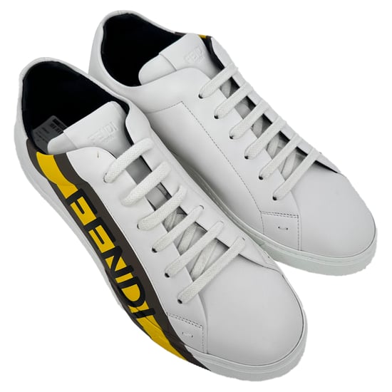 Fendi låga sneakers med logotyptryck i vitt läder - Image 5