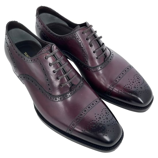 Tom Ford Wessex Brogue-skor med snörning i vinrött läder - Image 5