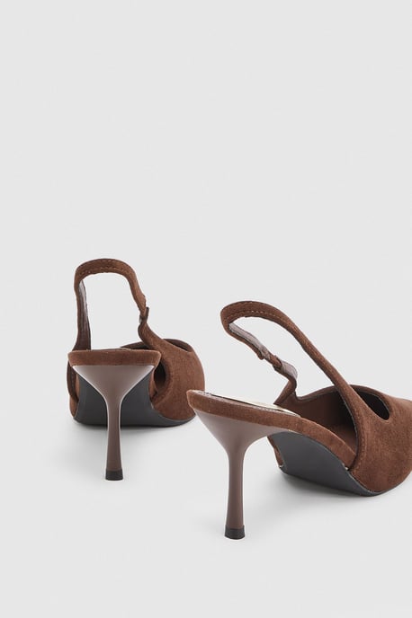 Annabelle Faux Suede Slingback High Stiletto Heeled Pointed Court Shoes - Image 3