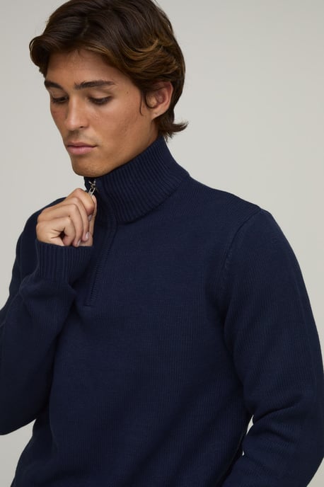 Regular Fit 1/4 Zip Knitted Jumper - Image 3
