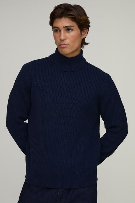 Regular Fit Roll Neck Ribbed Knitted Jumper - Image 1