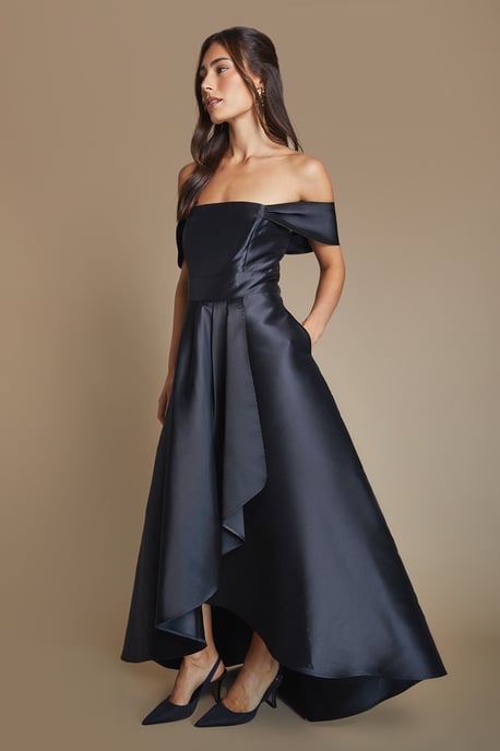 Bardot Twill Waterfall Bridesmaid Dress - Image 4