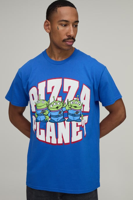 Oversized Toy Story Alien Pizza License Print T-Shirt - Image 1