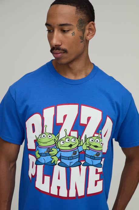 Oversized Toy Story Alien Pizza License Print T-Shirt - Image 3