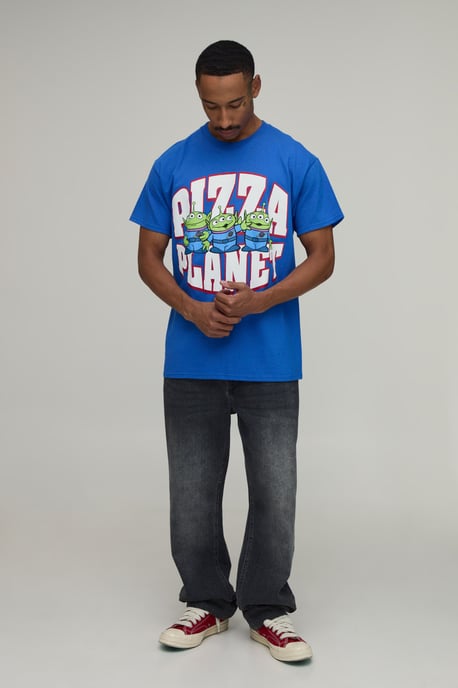 Oversized Toy Story Alien Pizza License Print T-Shirt - Image 4