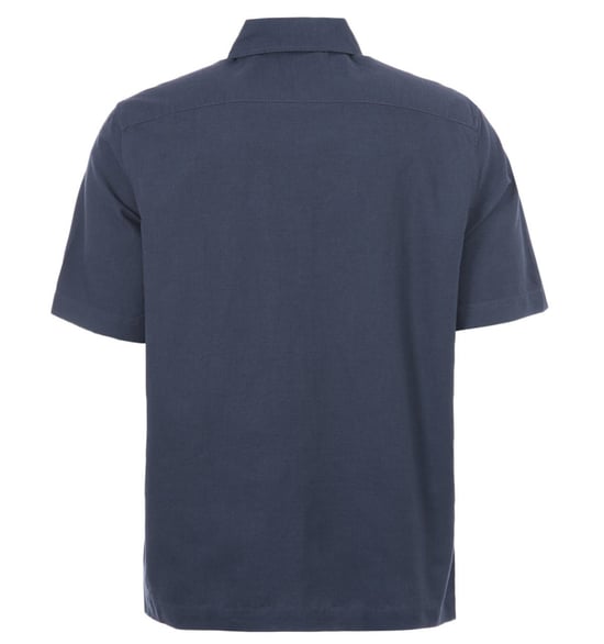 Men's Fred Perry Pocket Detail Oxford Short Sleeve Shirt in Navy - Image 2