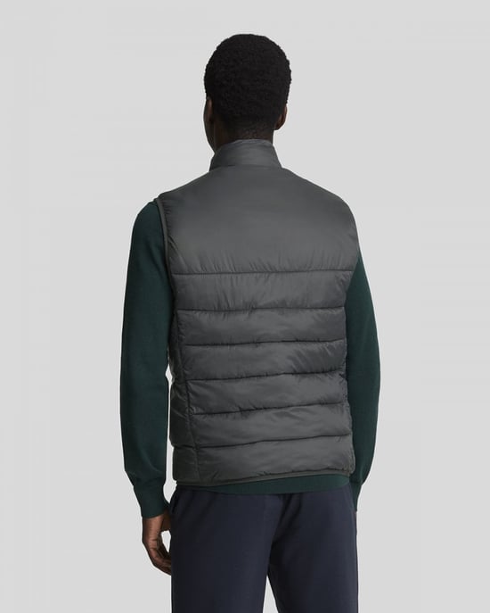 Lyle & Scott merklogo gunmetal grijs gewatteerd giletjack - Image 4