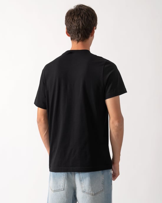 Slim Fit Short Sleeve Logo Detail T-Shirt in Black - Image 2