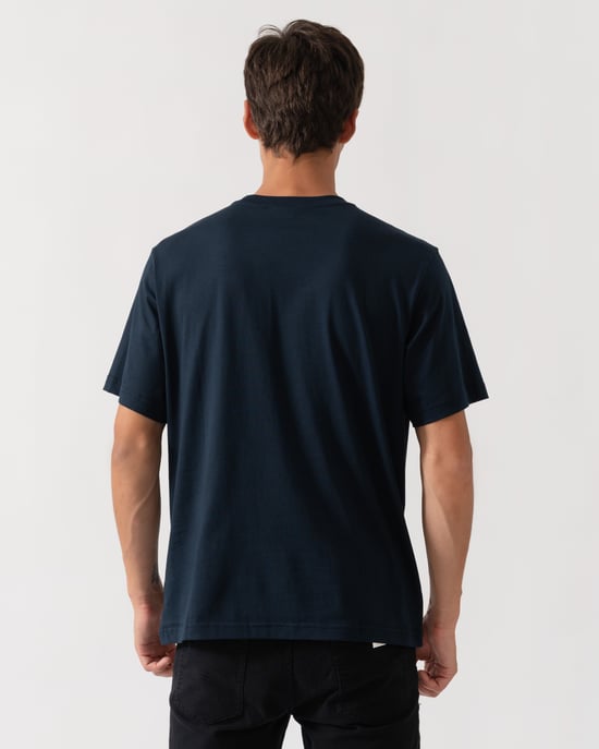 Short Sleeve Logo Detail T-Shirt in Navy - Image 3