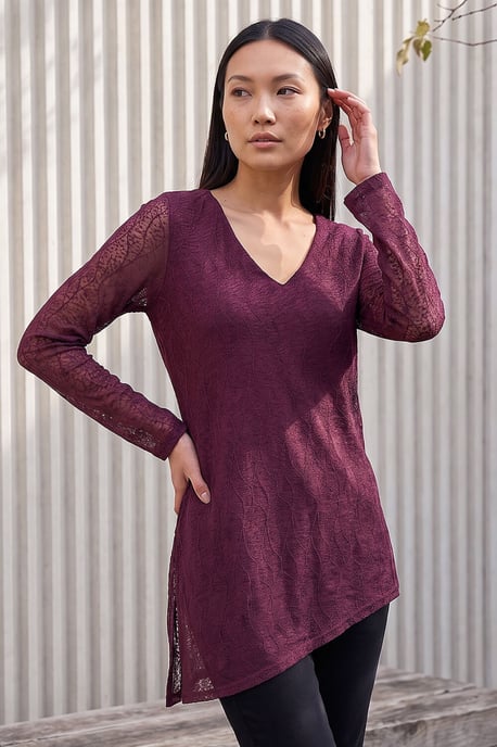 Sparkle Mesh Asymmetric Hem Top - Image 1