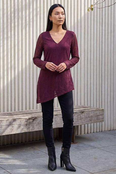 Sparkle Mesh Asymmetric Hem Top - Image 2