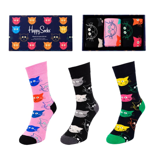 Happy Socks 3-Pack Multicolour Mixed Cat - Image 1