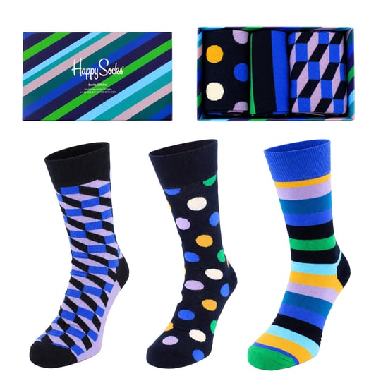 Happy Socks 3-Pack Multicolour Mixed Gift Set - Image 1